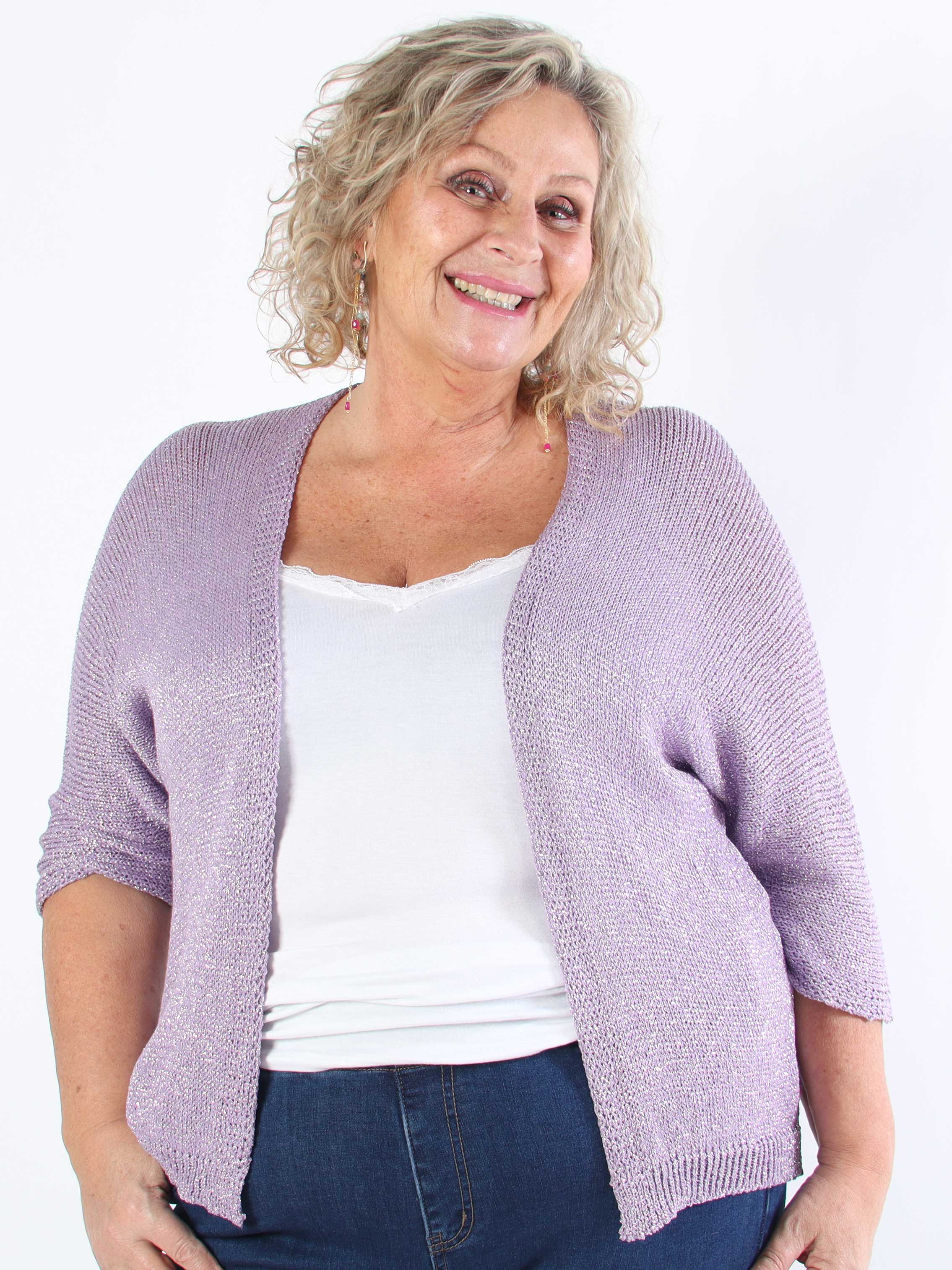 Mariela - Sød plus size cardigan i viskose med glimmertråde
